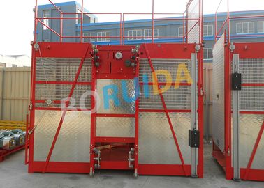 60m Single Cage Construction Material Hoist , Steel Galvanized Material